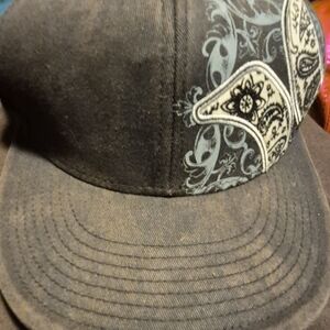 Hurley Black Baseball Cap with Light Blue Paisley Accent